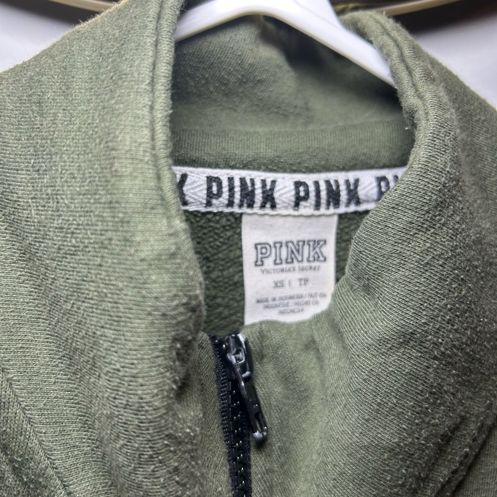 PINK Victoria's Secret Olive Green Zip Pullover - Picture 6 of 6